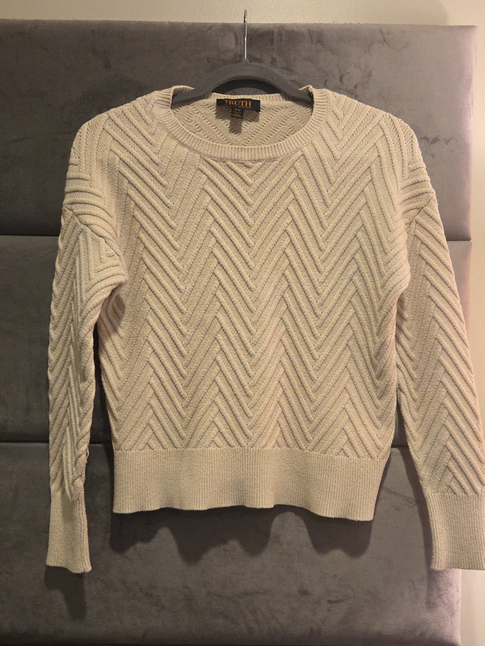 Truth Cream Chevron-Textured Crewneck Sweater
